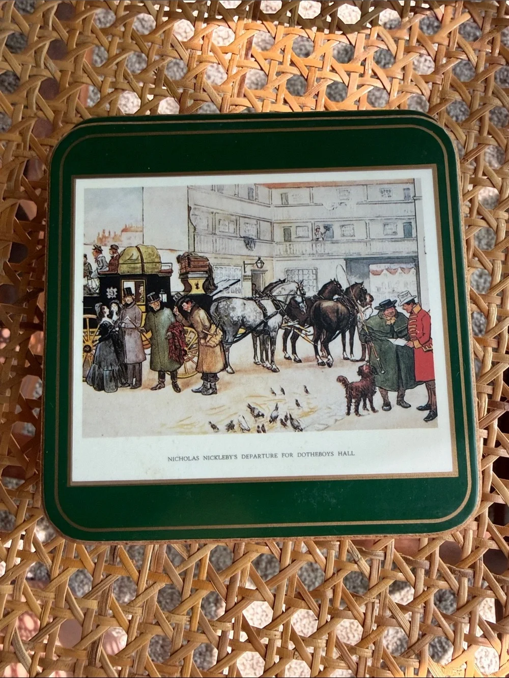 Vintage Pimpernel Cork Coasters with Dickensian Scenes